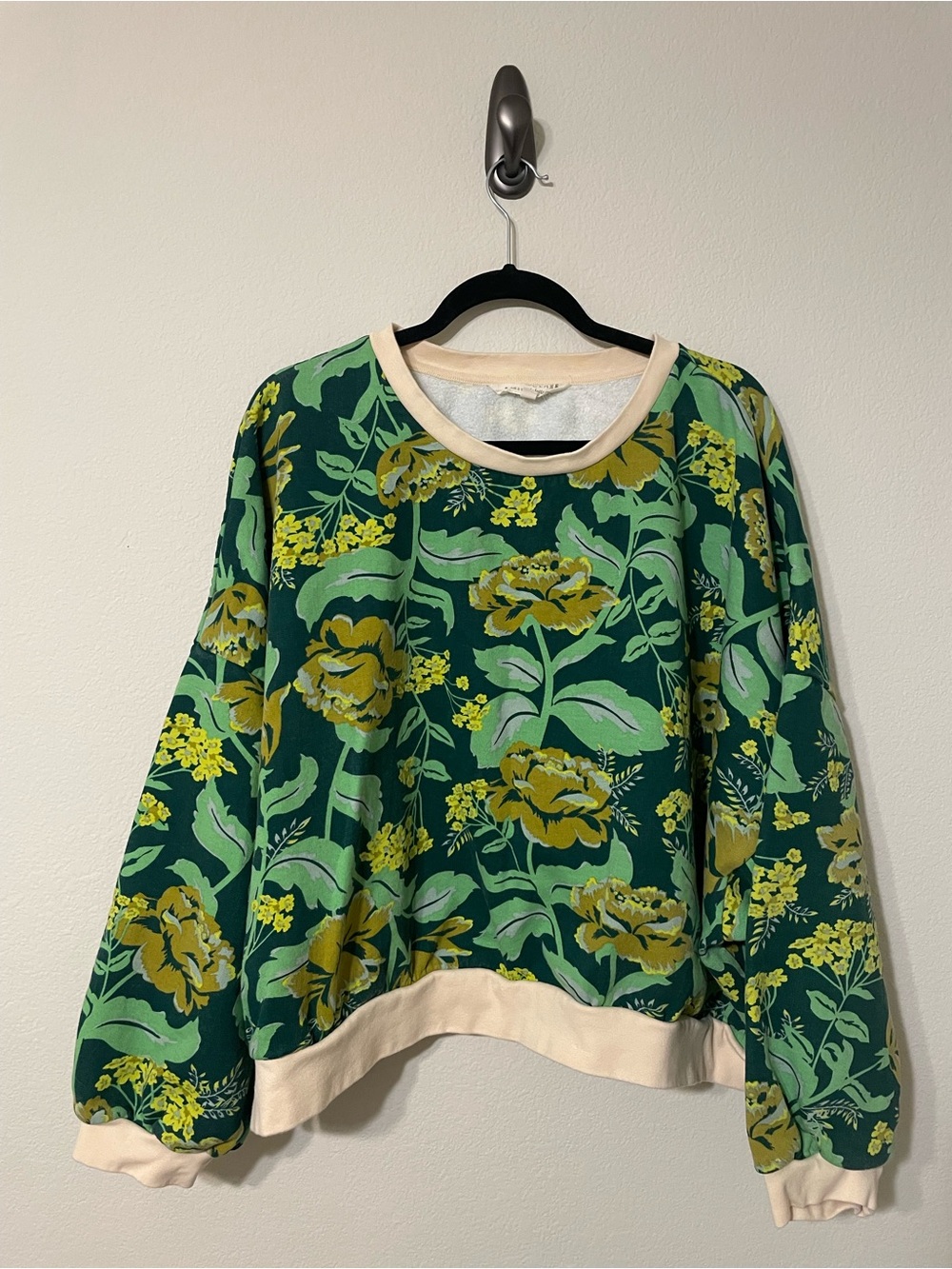 Sage x Clare Margot Floral Sweatshirt Green Cotton Size 20 Oversized